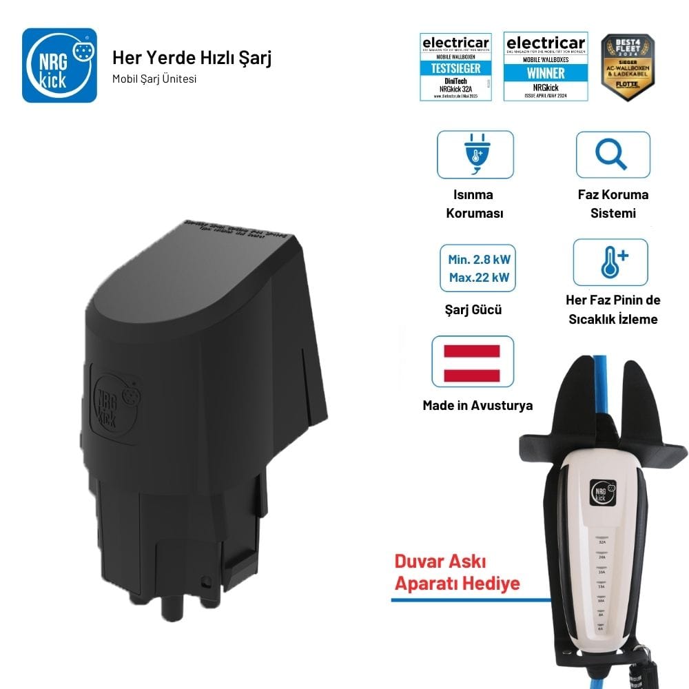NRGkick 32 Amper Duvar Bağlantı Soketi 22Kw Duvar Askı Aparatı Hediyeli
