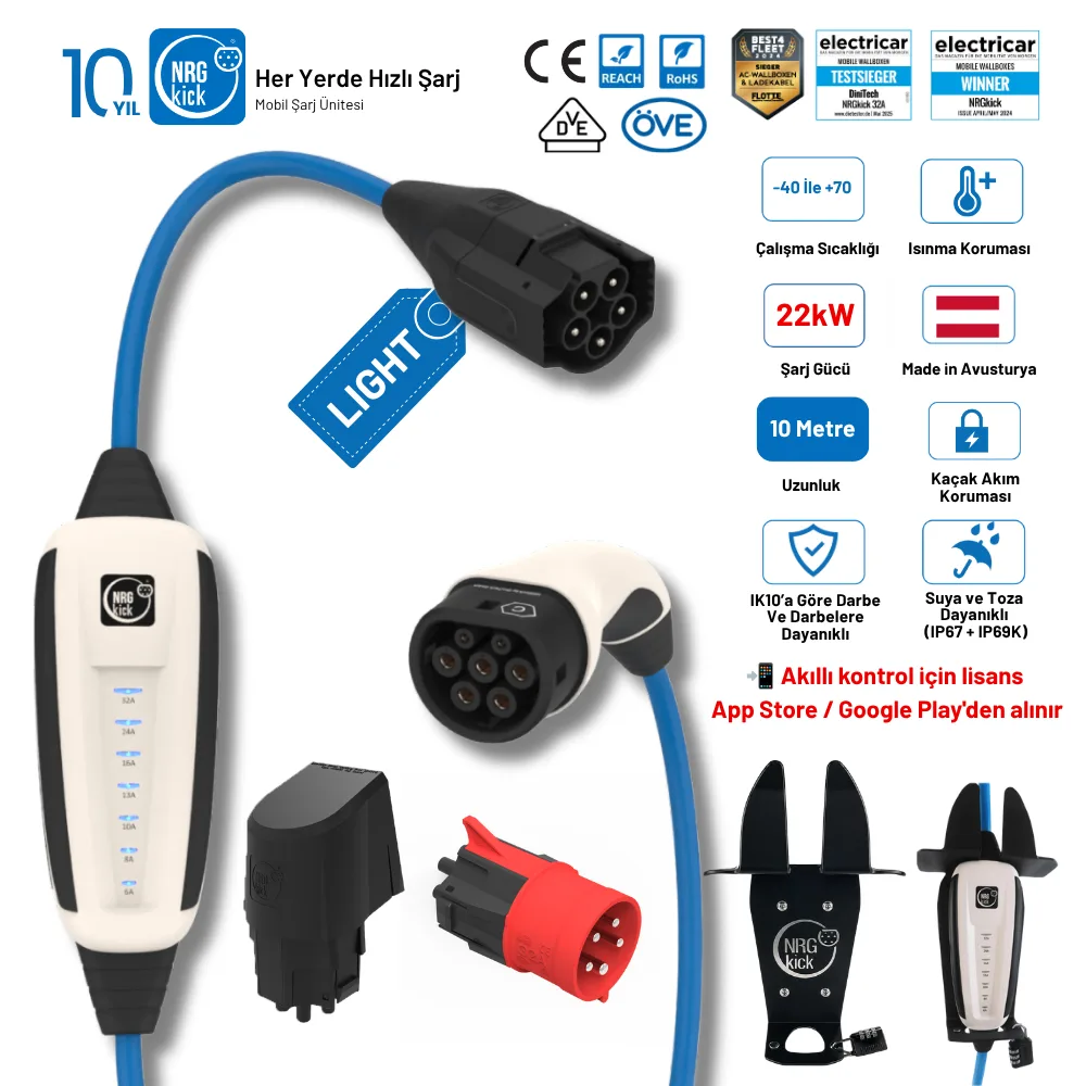 ユキヤナギ NRGkick Türkiye | 10 Metre 22 kW Şarj Cihazları | Elektrikli